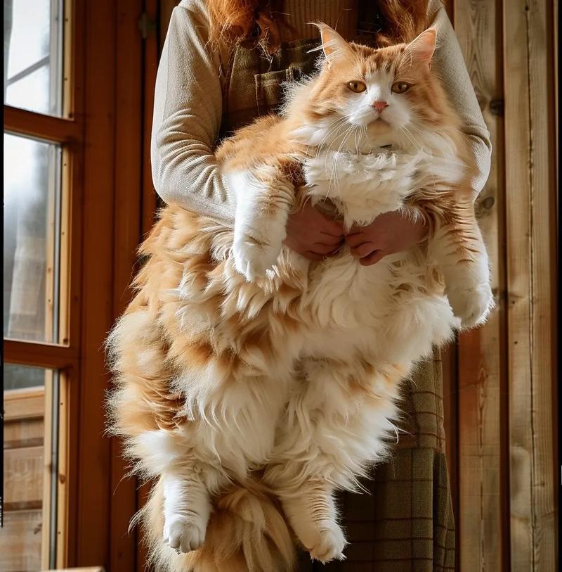 巨型缅因库恩猫凯菲尔，12.5公斤，人形猫还是猫形人？（俄罗斯巨猫12.7公斤）