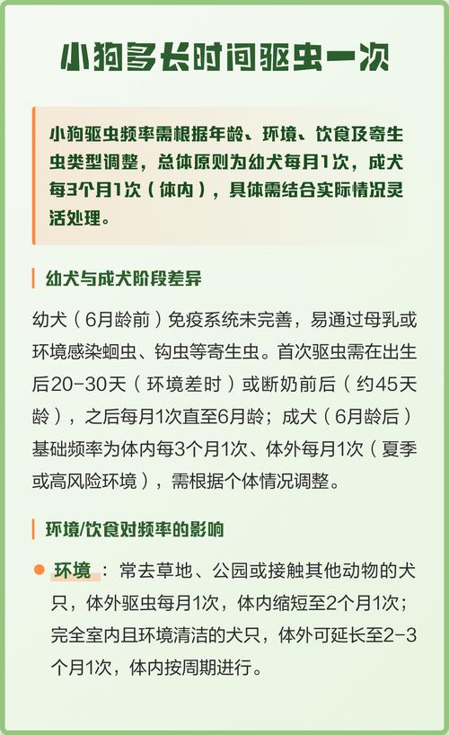 幼犬2周1次驱虫至6个月，成年犬3个月1次，做好驱虫记录很重要！（狗狗体内驱虫多久一次最好）