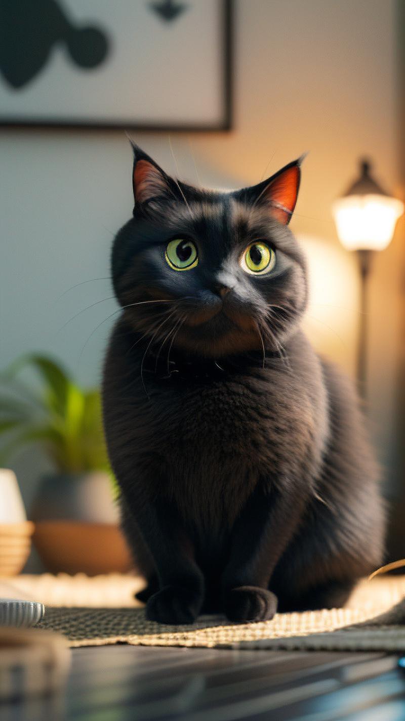 聪明粘人添家居情调(全黑色宠物猫图片) 聪明粘人添家居情调(全黑色宠物猫图片)