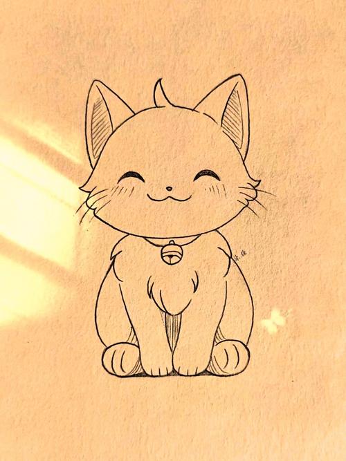 圆头三角耳,大眼小铃铛(画一只可爱的小猫图片) 圆头三角耳,大眼小铃铛(画一只可爱的小猫图片)